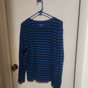 Blue and Black Striped Long Sleeve Shirt
